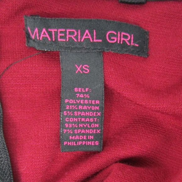 Material Girl Dress Size XS Burgundy Red Black - Picture 8 of 8